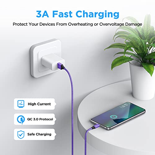 etguuds 4ft USB A to USB C Cable, 2Pack Fast Charging Cord Type C Charger - color: Purple, size: 4ft