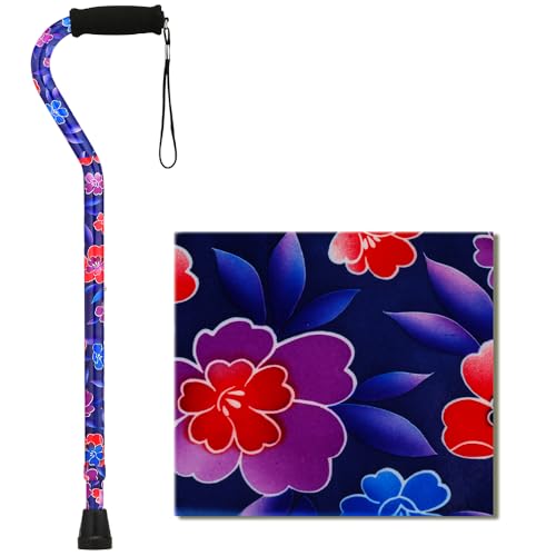 NOVA Heavy Duty Bariatric Walking Cane for Seniors, Men & Women – 500 lb Weight Capacity Offset Cane, Lightweight Adjustable Walking Stick with Soft Foam Grip, Wrist Strap & Non-Slip Tip - color: Maui Flowers