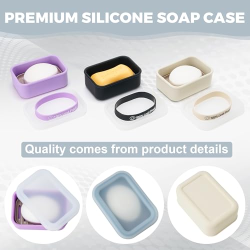 Compact Leakproof Travel Soap Case with Lid & Silicone Strap - Portable Draining Soap Bar Holder for Gym, Bathroom, Camping - Lightweight Silicone Soap Dish Container (Gray) ﻿ - color: Gray