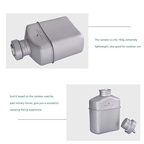 Boundless Voyage Titanium Military Canteen Outdoor Camping Hiking Water Bottle Mess Kit (Ti15158A (No cups))