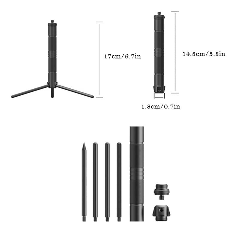 HUIOP BBQ Lantern Stand, Aluminum Lantern Stand Camping Lamp Pole Foldable Light Support Holder Lamp Bracket Camera Phone Tripod Stand for Picnic Hiking Backpacking Fishing Garden BBQ