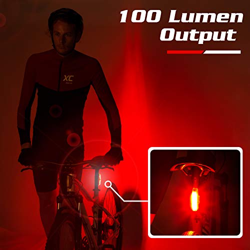 Bike Tail Light USB Rechargeable by Apace - Super Bright 100 Lumens LED Bicycle Rear Light Easily Clips on as a Red Taillight for Optimum Cycling Safety