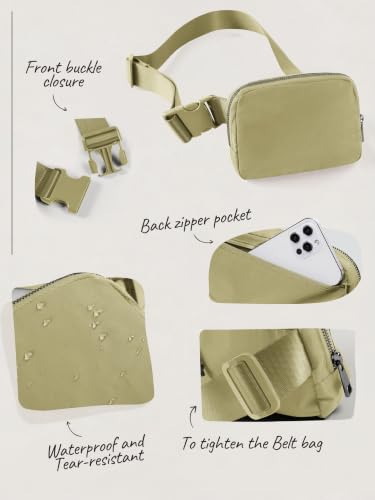 ODODOS Unisex Mini Belt Bag with Adjustable Strap Small Fanny Pack for Workout Running Traveling Hiking, Khaki Green - color: Khaki Green