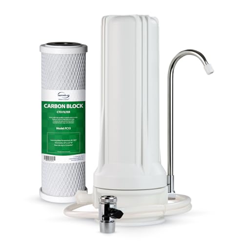 iSpring CKC1 Chlorine Removal Countertop Water Filter System, 10000 Gallons | NSF/ANSI Certified Water Filter for Sink Faucet, Reduces Sediment and Odor, 2.5" x 10", No Drill, filtro de agua para cocina