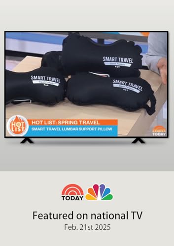 SmartTravel Inflatable Lumbar Support Travel Pillow for Airplane Seat | Adjustable back support cushion for long flights, office & car; eases lower back discomfort; self-inflates, packs small