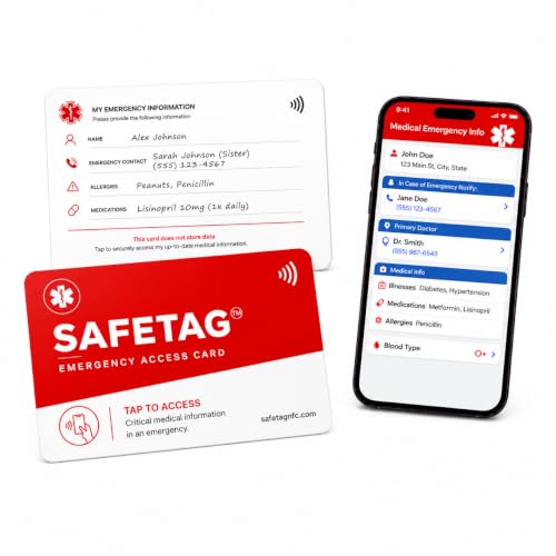 Vivélle Medical ID Card for Wallet, Emergency Info Access Card with Phone Notifications | Tap-To-View Medical Profile - First Responder Ready