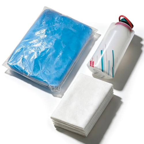 3-in-1 Travel Essential Kit for Outdoor Enthusiasts | Disposable Bath Towel + Rain Poncho + Collapsible Silicone Water Bottle | Compact Set for Soccer Cup,Stadium Games, Camping, Hiking