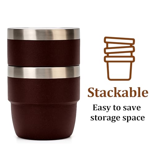 Zenbo 4 oz Espresso/Coffee Cups, Ceramic-Lined Double Wall Vacuum Insulated 18/8 Stainless Steel, Stackable & Dishwasher Safe, Space-Saving, Compatible with Most Espresso & Coffee Makers, 2 Pack - color: Sage Green