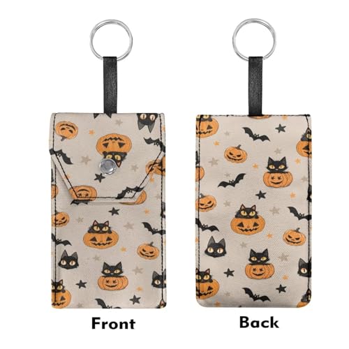 Black Cat Bat Print Purse Tissue Holder Portable Pocket Tissue Holder for Coin Keys Tissues with Hanging Rope Snap Button Enclosed - color: Black Cat Bat