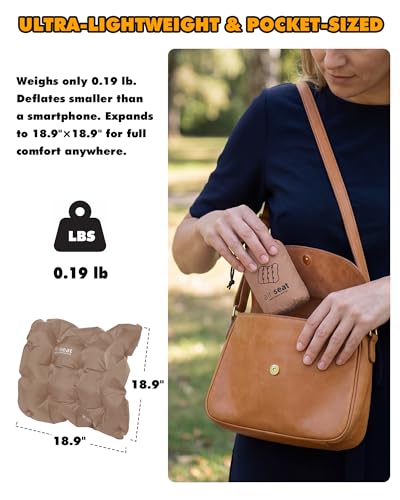 Inflatable Seat Cushion & Lumbar Support Lightweight TPU Non-Slip - color: Brown