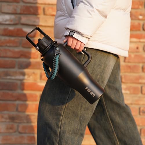 BJPKPK 35oz Insulated Water Bottle with Straw Lid, Stainless Steel Bottle - color: Black, style: 35oz