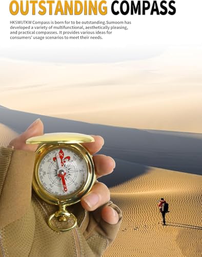 Brass Waterproof Golden Keychain Compass - Vintage Antique Design for Kids, Boy Scouts & Hiking - Survival Orienteering & Navigation Gear