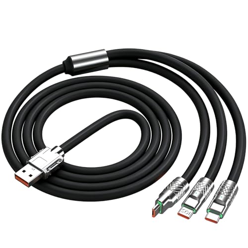 Awnuwuy 4FT Multi 3 in 1 Charging Cable Black 3 Port Lightning/Type-C/Micro | Multiple Charger Cable, Short Universal Charging Cable for iPad, iPhone 17/16/15/14, Samsung S26, Google, Sony PS5, Kindle - color: Black, size: 4FT