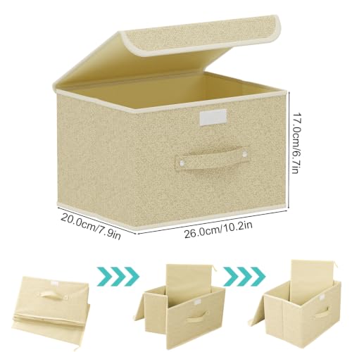 Storage Bins with Handles,Grey and Beige,10.2x7.9x6.7in,3 Pack - color: Beige/Gray, size: 10.2x7.9x6.7in(3-pack)