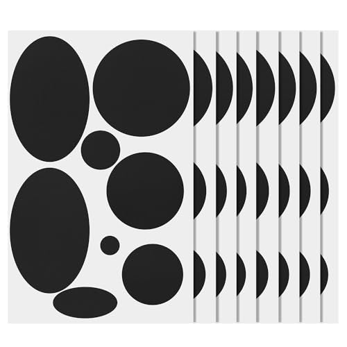 8 Sheets/64pcs Puffer Down Jacket Repair Patch, Black Self Adhesive Nylon Repair Patch Tape Washable Fabric Outerwear Repair Tape for Coats Down Jackets Tents Sleeping Bags (Round, Oval)
