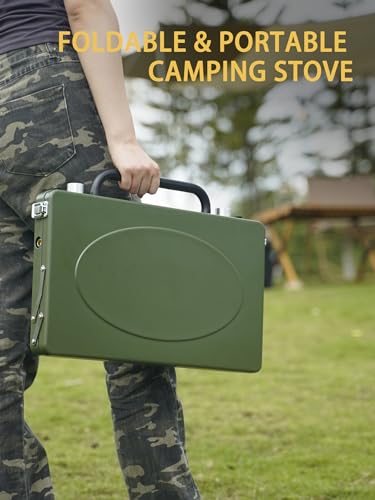 Portable Camping Gas Stove 2-Burner - color: Green