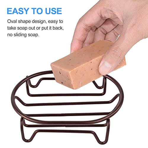 Soap Dish for Shower Bathroom Bar Soap Holder, Stainless Steel Self-draining Soap Rack Tray Saver Sponge Holder for Kitchen, Bath, Tub, Easy Cleaning, Extend Soap Life, Oval Bronze-1 Pack - color: Bronze-oval 1p