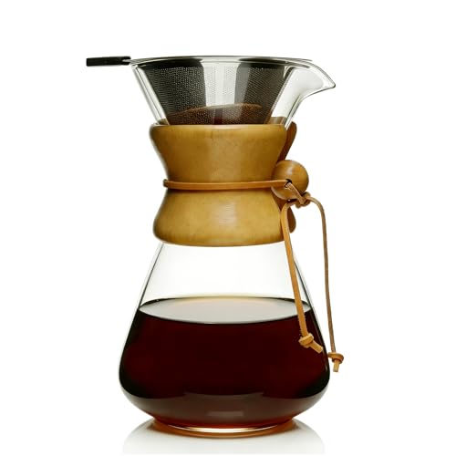 subjectthree Glass Coffee Maker Pour Over Coffee Dripper (34 Ounce Curved) - size: 34 Ounce Curved