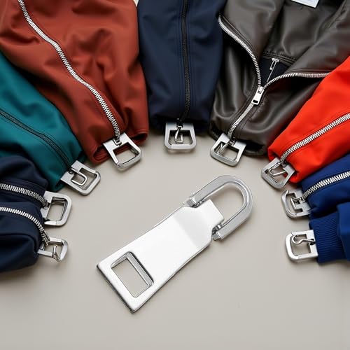 Zipper Pull Replacement Kit, Pull Replacement Repair, Zipper Slider Tab for Luggage Backpack Jacket Suitcase Coat Sewing Notions and Supplies (Silver) - color: Silver