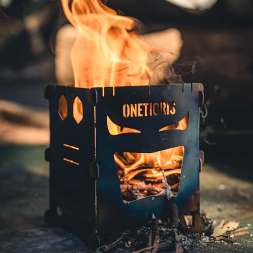OneTigris ROCUBOID Camping Backpacking Titanium Stove Portable Foldable Burning Wood Stove for Outdoor Hiking Picnic BBQ,Weights 460g/16.2oz