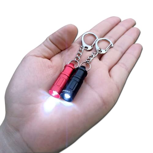 e1 Smallest Keychain Flashlight Micro Tiny Mini Keychain Light Long-Lasting Safety Light for Everyday Carry Emergencies Outdoor Dog Walking Hiking Camping Nice Gift for Parents Kids - color: black red 2PCS