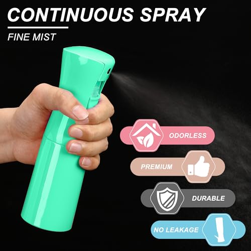 (Green Hair Mister Spray Bottle,Spray Water Bottle Fine Mist Refillable Plants（6.8OZ /200ML） Barber，Showering Pets, Plants, travel, Ironing and Cleaning ﻿ ﻿ ﻿(Continuous Spray) - color: Green
