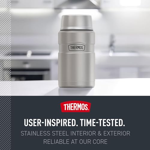 THERMOS Stainless King Food Jar with Bowl, 24oz, Matte Green - color: Matte Green, size: 24 Ounces