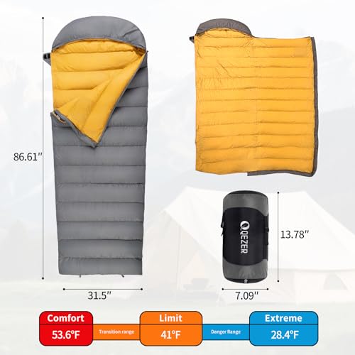 Down Sleeping Bag for Adults, 620 Fill Power Backpacking | 0 Degree Cold/Warm Weather, 620 Fill Power Down, Ultralight Carry, Pouch Included, Camping Hiking Backpacking - color: Darkgrey, size: 1.10 lb Down Filling