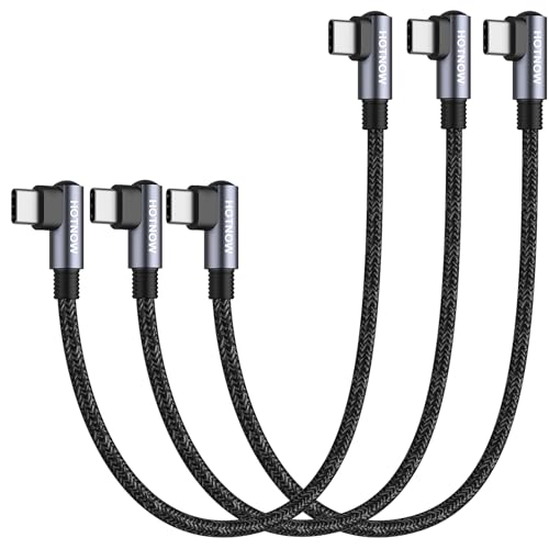 USB C to USB C Cable Right Angle 1ft 3Pack, 12inch PD 65W Type C USB 2.0 Fast Charge Cord - color: Black, size: 1FT