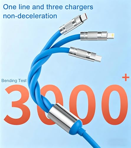 Awnuwuy 4FT Multi 3 in 1 Charging Cable Blue, 3 Port Lightning/Type-C/Micro | Multiple Charger Cable, Short Universal Charging Cable for iPad, iPhone 17/16/15/14, Samsung S26, Google, Sony PS5, Kindle - color: Sky Blue, size: 4FT