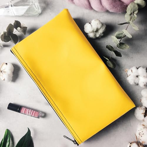 Multi-Purpose Zipper Bag, Yellow, 11 x 6 Inch | Reusable, Travel Pouch, Lightweight, Makeup Organizer - color: Yellow