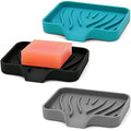 AIMAIAIMAI 3-Pack Silicone Soap Dish Set – Bar Soap Holder with Self-Draining Design, Easy-Clean Tray for Shower, Bathroom, Kitchen, and Tub - color: Black & Grey & Teal