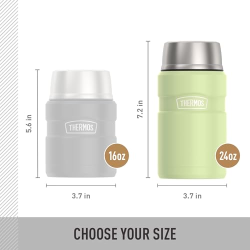 THERMOS Stainless King Food Jar with Bowl, 24oz, Matte Green - color: Matte Green, size: 24 Ounces