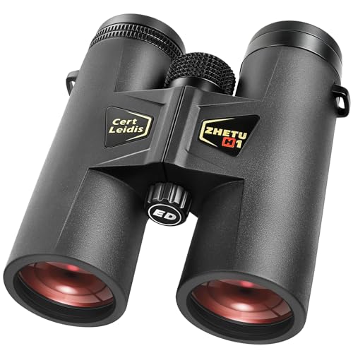 ED 10x42 Professional Binoculars for Adults High Powered, Fully Multi-Coated Lenses, Super Bright BAK4 Prism Waterproof Compact Binoculars for Bird Watching Hunting Stargazing Hiking Cruise Travel - color: Black 10x42