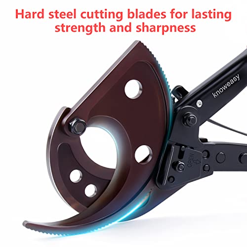 Knoweasy Cable Cutter and Ratchet Wire Cutter - Cuts Through Aluminum and Multi-Core Cables up to 400mm² with Precision and Ease, Ideal for Electrical Installations - size: HS520AN