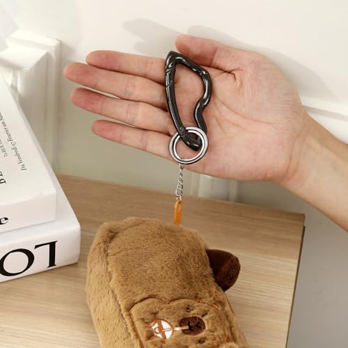 Cute Y2K Carabiner Keychain Clips Irregular Cool Multi-Use Large Heavy Duty Carabiner Hook Key Ring Outdoor Accessories Buckle - color: Black Tone