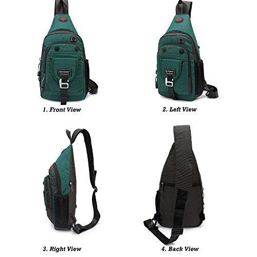 NICGID Sling Bag Chest Shoulder Backpack Crossbody Bags for Tablet Laptop Outdoor Hiking Men Women - color: Dark Green-2664