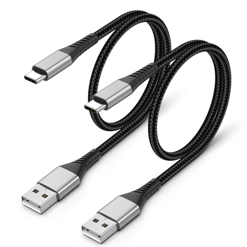2ft USB C Cable 2Pack, USB to USB C Cable 2ft, Braided Short USBC Cable Fast Charging Cord Compatible with iPhone 17 16 15 Samsung Galaxy S25 S24 S23 - color: Black, size: 2 FT