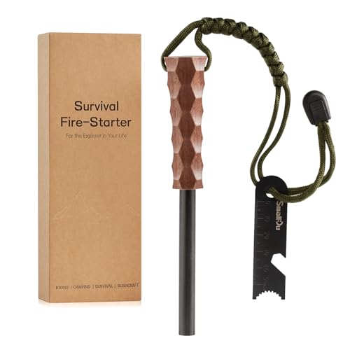 Ferro Rod Fire Starter, Survival Flint and Steel Fire Starter Kit for Hiking, Bushcraft,Camping Essentials Gear, Emergency Supplies - Ideal Gift for Explorers - color: Black Walnut
