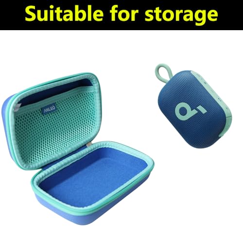 Anleo Hard Travel Case for Soundcore Select 4 Go Bluetooth Shower Speaker (Blue+Green Zipper) - color: Blue+Green Zipper