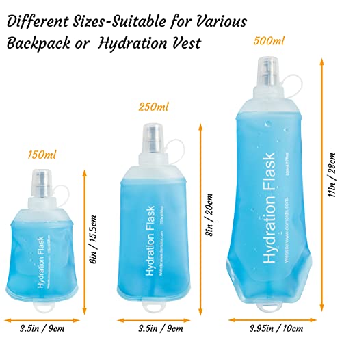 J.CARP 150ml Soft Flask Running Water Bottles, TPU Foldable Running Hydration Flask for Hydration Pack Cycling Hiking Climbing Outdoors Motorbike - color: Blue, 150ml