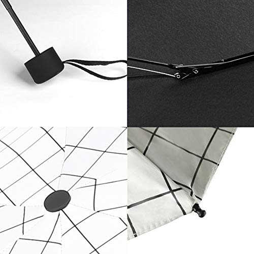 GAOYAING Compact Travel Umbrella with Case Sun&Rain Lightweight Small and Compact Suit for Pocket 34 Inches - color: White Grid Pattern, size: 34 Inches