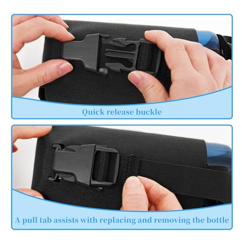Water Bottle Pouch Molle,Water Bottle Holder with Quick Release Buckle for 32oz Water Bottle,Water Bottle Carrier for Backpack Belt Vest - color: BLK