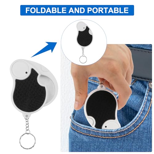 Rongon 5X Magnifying Glasses with Light, Keychain Pocket Folding Magnifier | Keychain loop pocket handheld folded magnifier jeweler loupe for reading hobby travel stamp jewelry inspection (4PCS) - color: Black-4pcs
