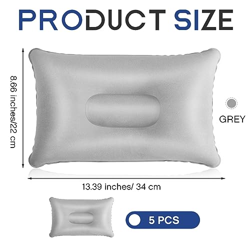 Maitys 5 Pcs Inflatable Camping Pillow,13.39 X 8.66 Inches,Gray - color: Gray, size: 13.39 x 8.66 Inches