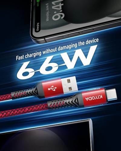 USB A to USB C Cable Coiled USB C Cable for Car Braided USB to USB C Cable | USBC Fast Charging Cord 3FT Compatible with iPhone 17 16 15/iPad/Samsung Galaxy/Google Pixel and More USB C Device-Red - color: Red, size: 3FT - 2Pack, style: USB A to USB C