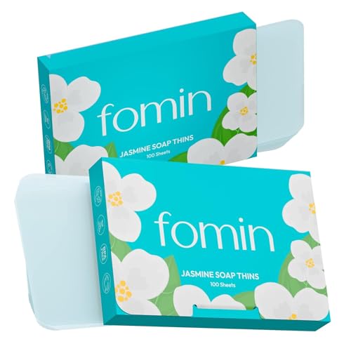FOMIN Paper Soap Sheets for Hand Washing - 200 Jasmine Travel Sheets | Dissolvable Mini Soap Sheets for Camping, Hiking and Travel - Portable Hand Soap - Vegan - Plant-Based - Eco-Friendly - color: Jasmine (Pack of 2)