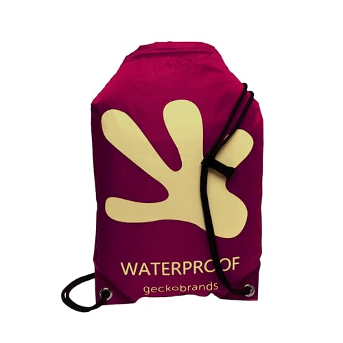 geckobrands Embark 10L Drawstring Backpack – Waterproof, Lightweight Dry Bag for Beach, Hiking, and Light Water Activities - color: Maroon/Gold