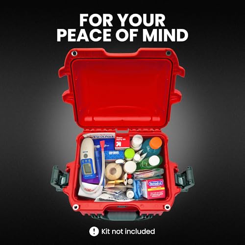 NANUK 908 Waterproof First Aid Box Empty – Durable, Medical First Aid Organizer Case, IP67-Rated, Dustproof, Impact-Resistant, and Floats (9.5" x 7.5" x 7.5") – Red - size: 908 - Empty