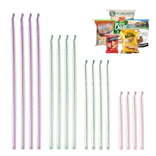 Food Sealing Sticks, Bag Clips 16 Pcs Reusable Bag Sealer Sticks Used For Sealing Various Sealable Snacks Cereal Foods Plastic Bag Sealers (S01-Nordic style) - color: S01-Nordic style